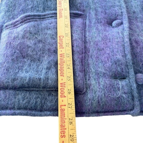 VTG Freedom Wear Irish Mohair Wool Coat Jacket Sz Medium Plaid Purple Periwinkle - Picture 7 of 16